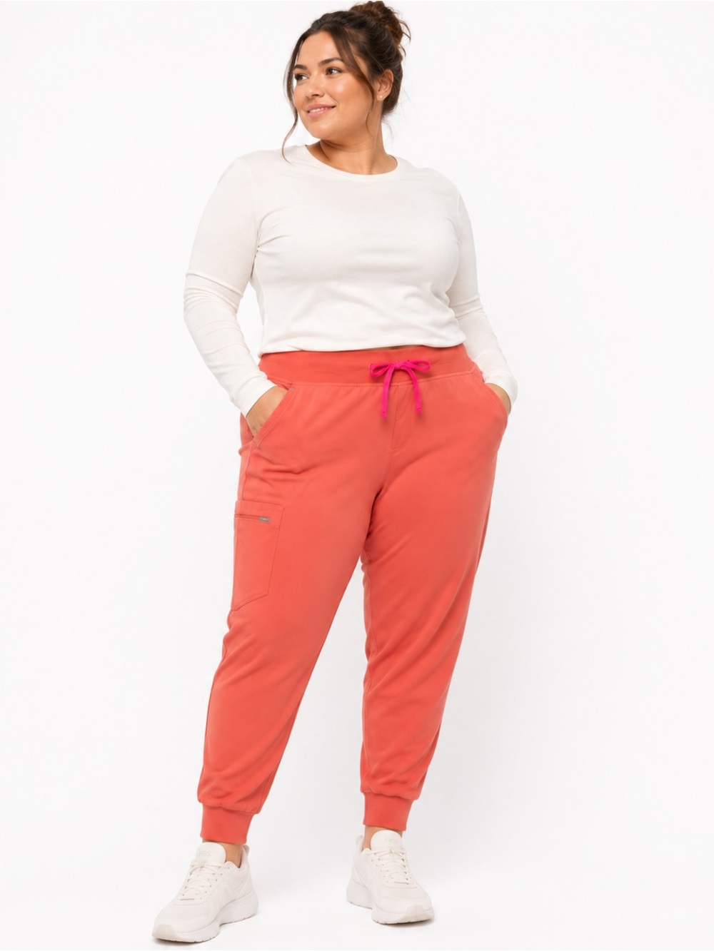 FIGS Zamora Jogger Scrub Pants Burnt Orange Pink Drawstring XL Petite (Short)